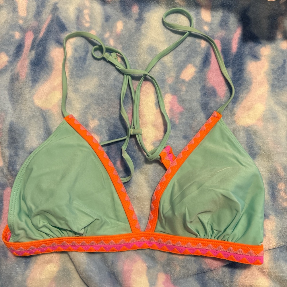 Vibrant Green and Orange Women's Bikini Top